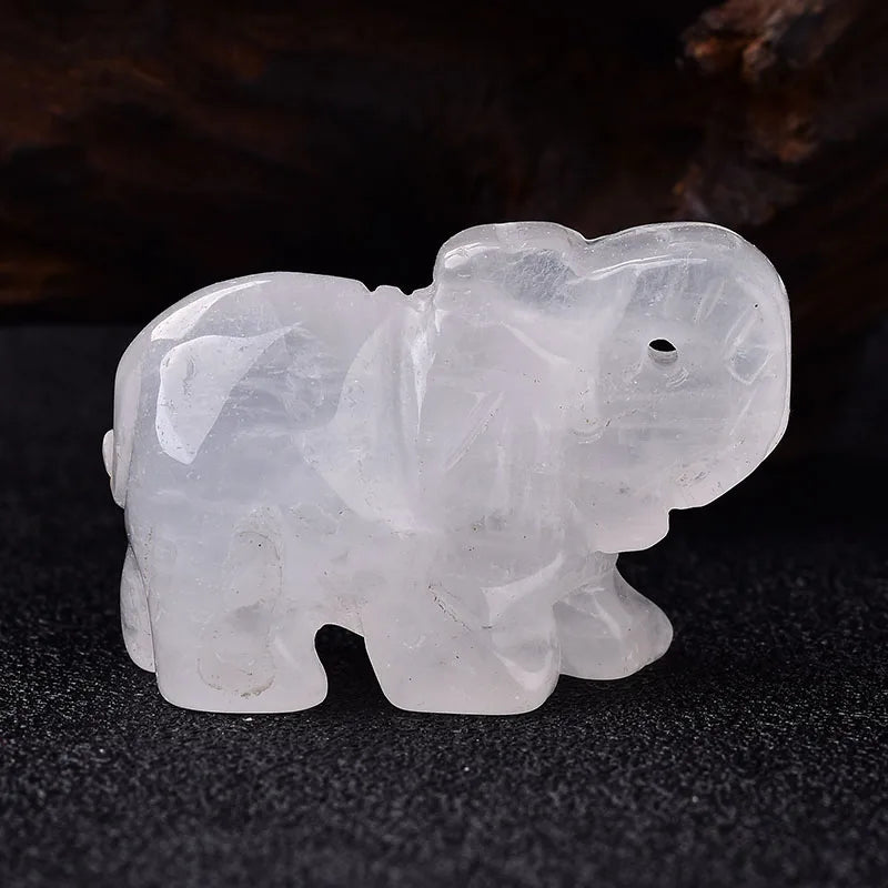 Crystal Elephant Figurine — Hand-Carved Natural Stone Decor