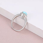 Larimar Oval Halo Pavé Ring in 925 Sterling Silver