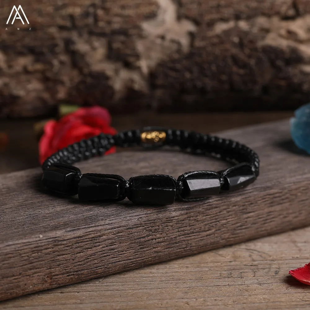 Natural Gemstone Knotted Woven Bracelet – Handmade Healing Crystal Jewelry