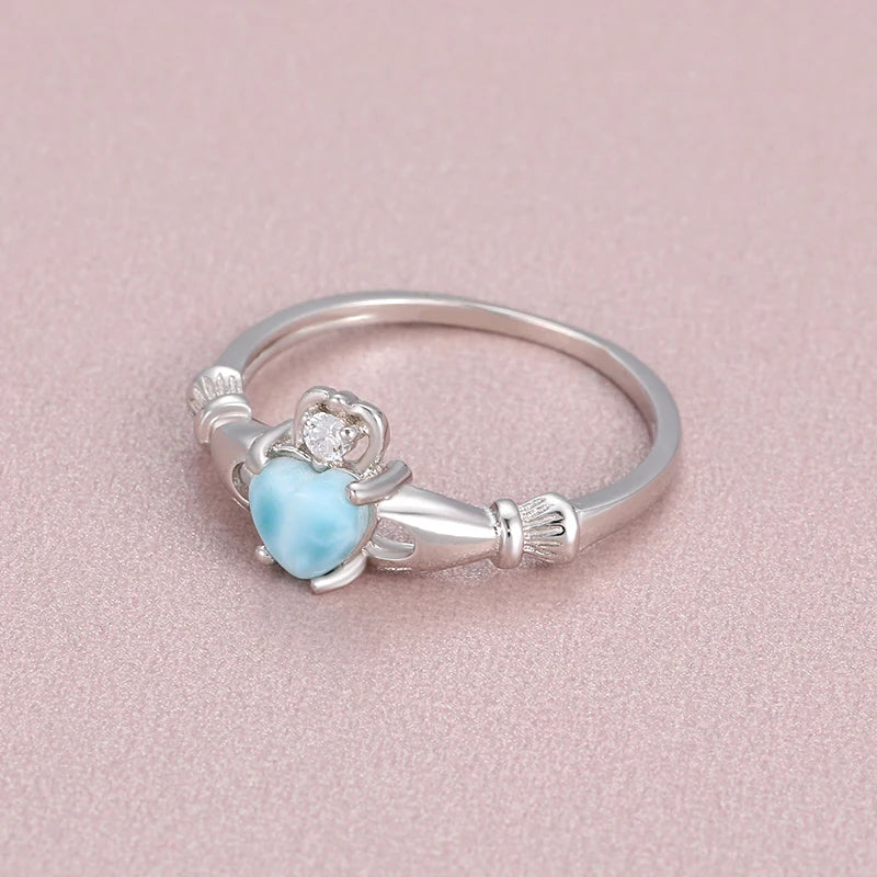 Larimar Heart Ring in Sterling Silver