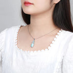 Larimar Layered Geometric Pendant Necklace in 925 Sterling Silver
