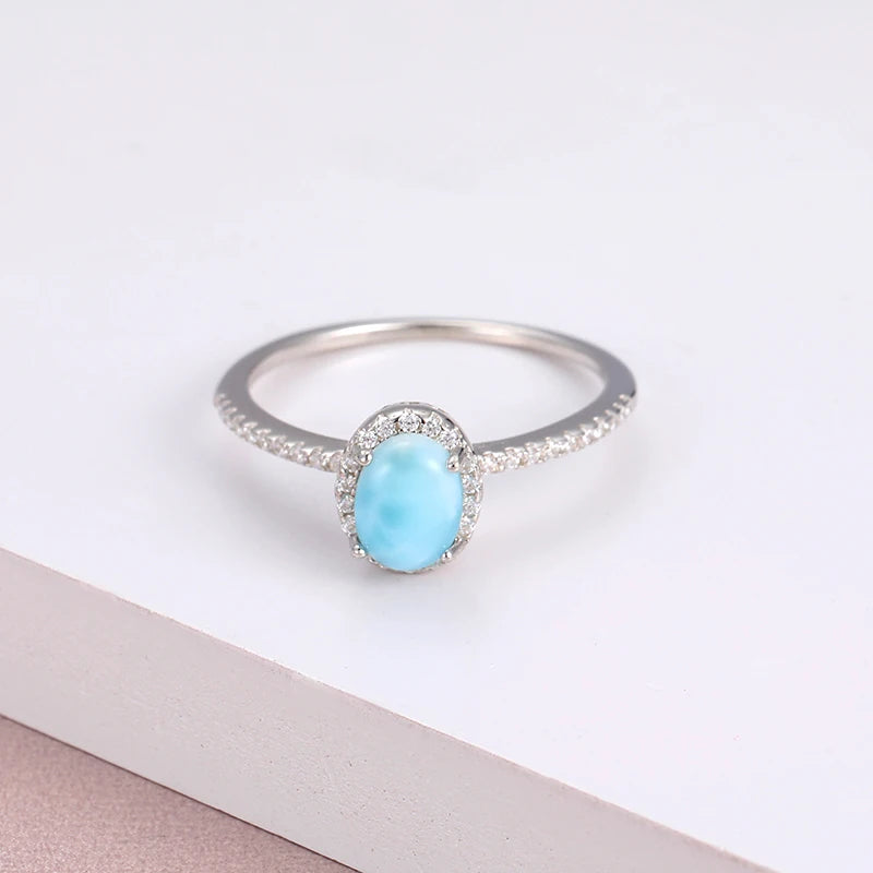 Larimar Ring in 925 Sterling Silver