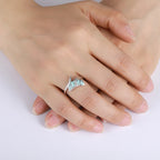 Larimar Leaf Cluster Open Ring in 925 Sterling Silver
