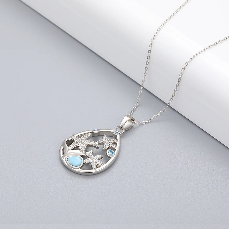 Larimar Starfish Pendant Necklace