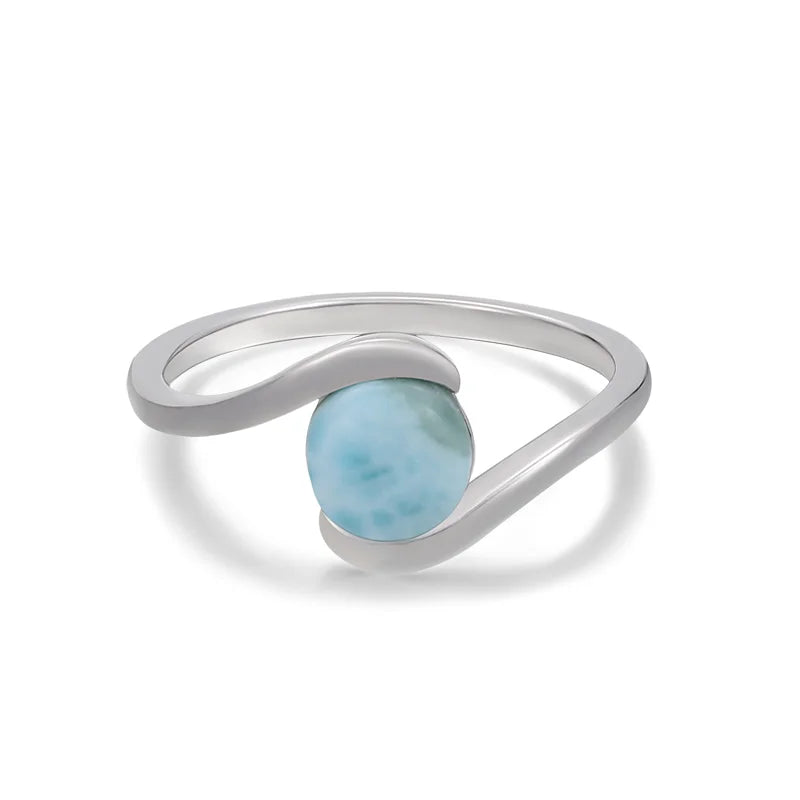 Larimar Geometric Ring in 925 Sterling Silver