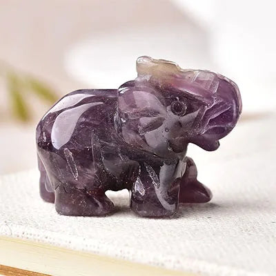 Crystal Elephant Figurine — Hand-Carved Natural Stone Decor