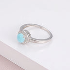 Larimar Round Halo Ring in 925 Sterling Silver