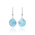 Larimar Water Drop Earrings in 925 Sterling Silver