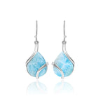 Larimar Water Drop Earrings in 925 Sterling Silver