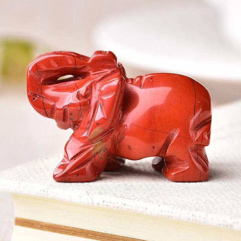 Crystal Elephant Figurine — Hand-Carved Natural Stone Decor