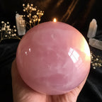Natural Pink Rose Quartz Crystal Healing Ball Sphere + Stand