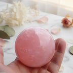 Natural Pink Rose Quartz Crystal Healing Ball Sphere + Stand