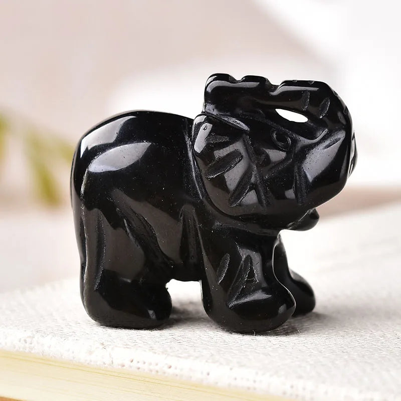 Crystal Elephant Figurine — Hand-Carved Natural Stone Decor