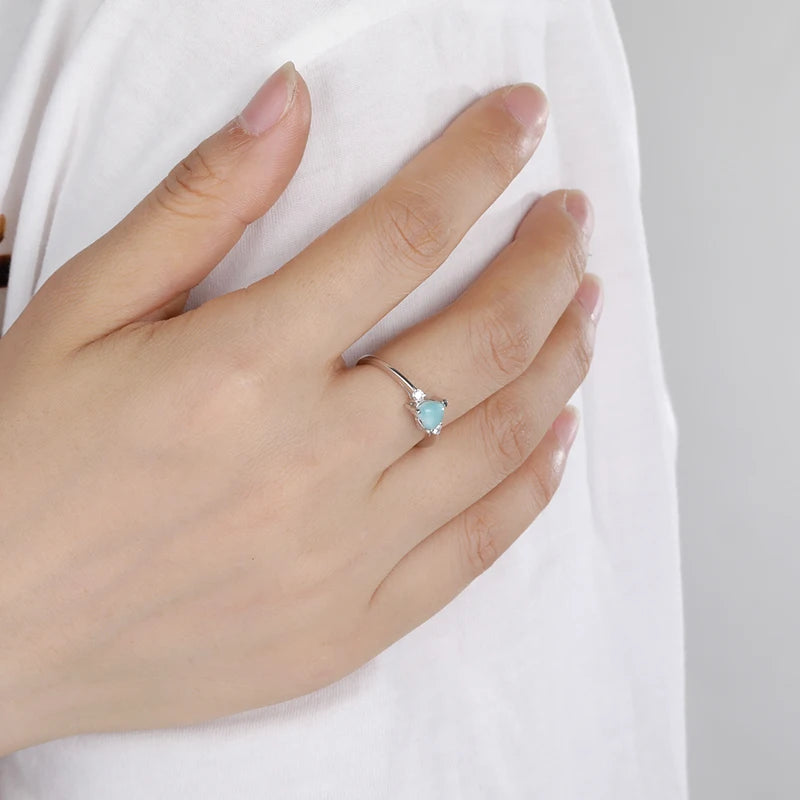 Larimar Heart Ring in 925 Sterling Silver