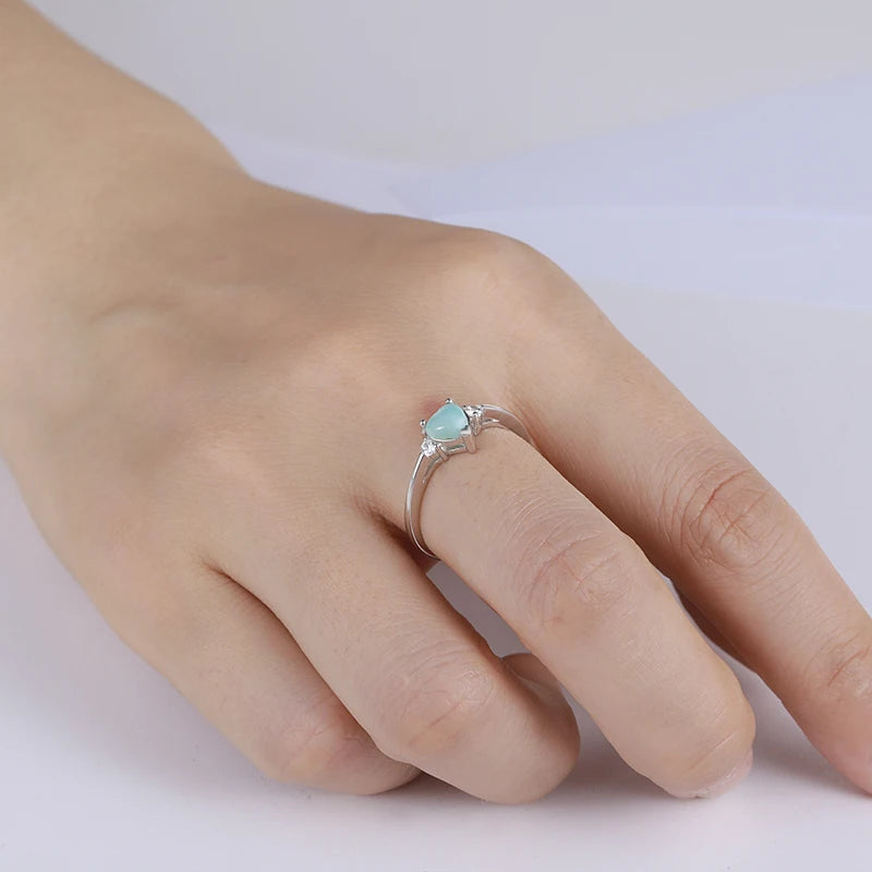 Larimar Heart Ring in 925 Sterling Silver