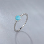Larimar Round 925 Sterling Silver Solitaire Ring