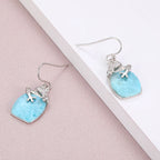 Larimar Barrel Drop Earrings, Lizard Charm