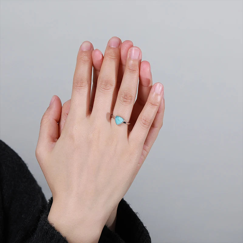 Larimar Trillion-Cut Ring, Slender Band