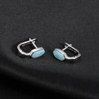 Larimar Oval Drop Earrings in 925 Sterling Silver