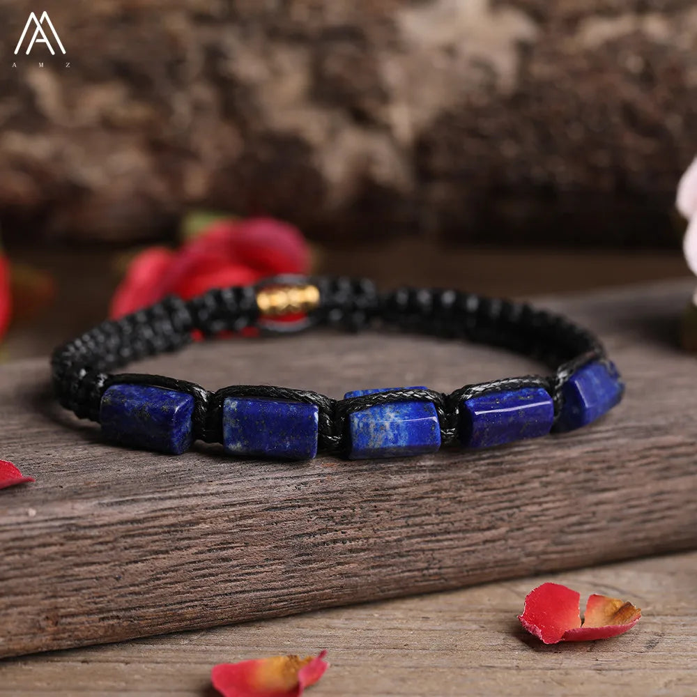 Natural Gemstone Knotted Woven Bracelet – Handmade Healing Crystal Jewelry