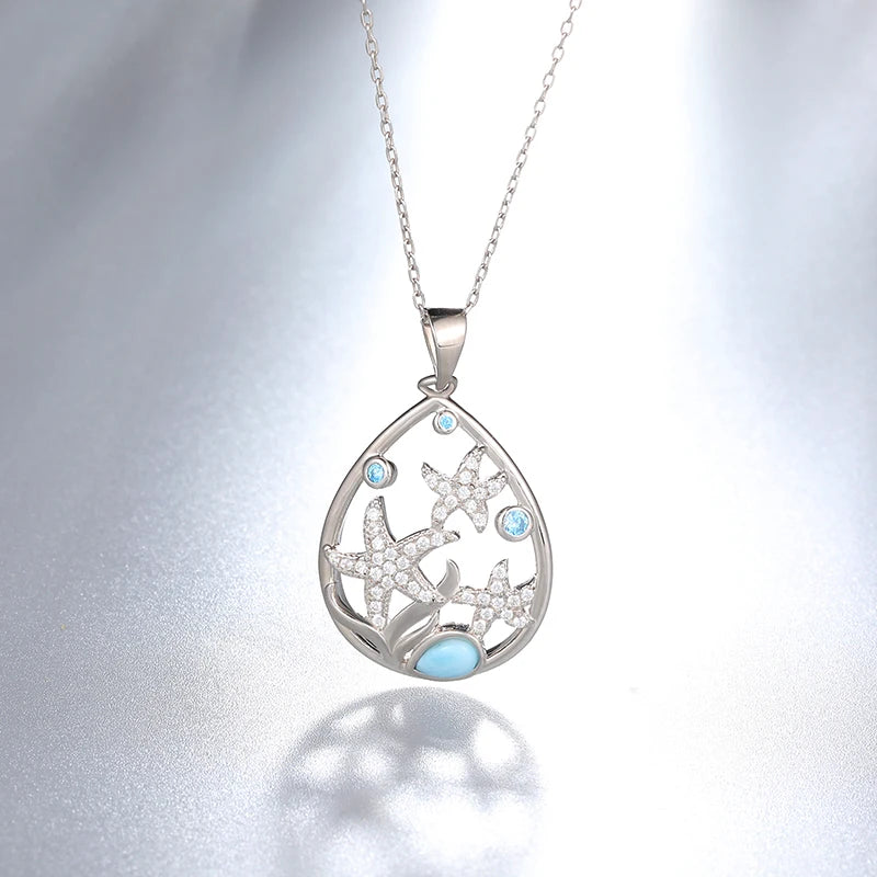 Larimar Starfish Pendant Necklace