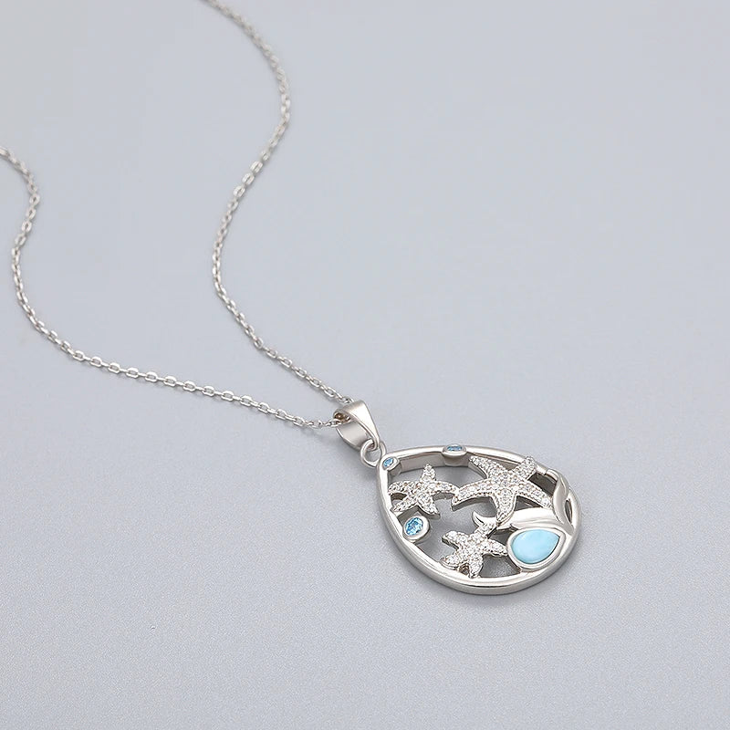 Larimar Starfish Pendant Necklace