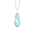 Larimar Layered Geometric Pendant Necklace in 925 Sterling Silver