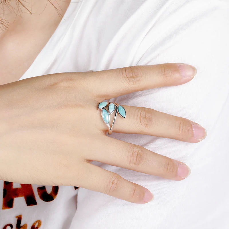 Larimar 925 Sterling Silver Cocktail Ring