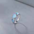 Larimar Heart & Trio 925 Sterling Silver Ring