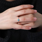 Larimar Round 925 Sterling Silver Solitaire Ring