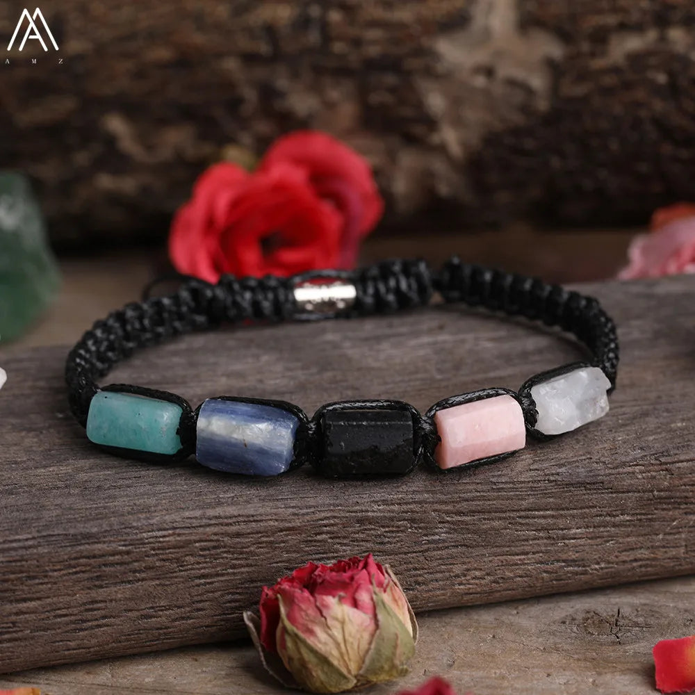 Natural Gemstone Knotted Woven Bracelet – Handmade Healing Crystal Jewelry