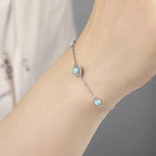 Larimar Geometric Link Bracelet in 925 Sterling Silver