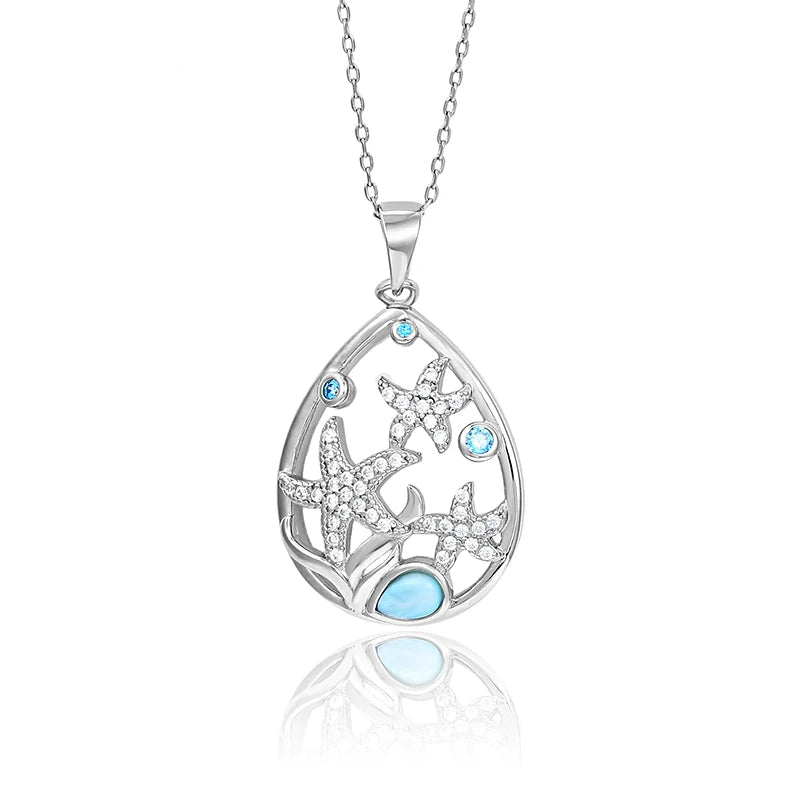 Larimar Starfish Pendant Necklace