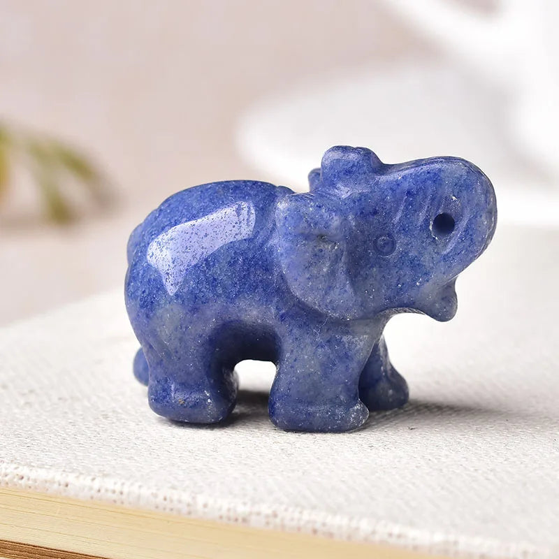 Crystal Elephant Figurine — Hand-Carved Natural Stone Decor