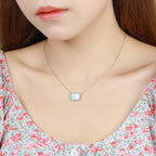Larimar Rectangle Pendant Necklace in 925 Sterling Silver