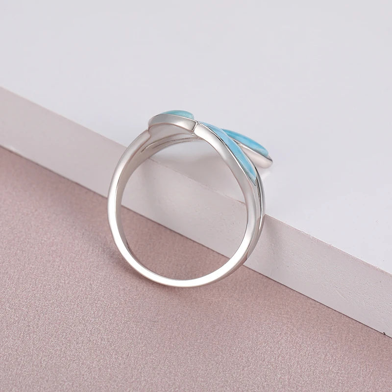 Larimar 925 Sterling Silver Cocktail Ring