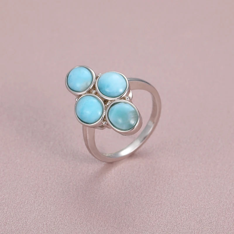 Larimar Four-Stone 925 Sterling Silver Ring