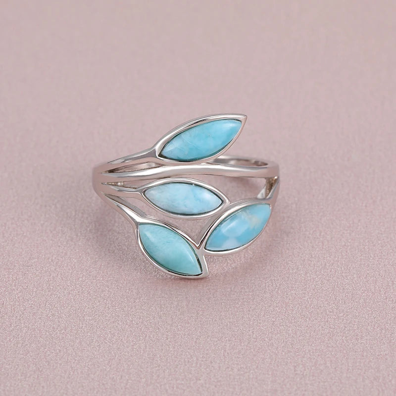 Larimar 925 Sterling Silver Cocktail Ring