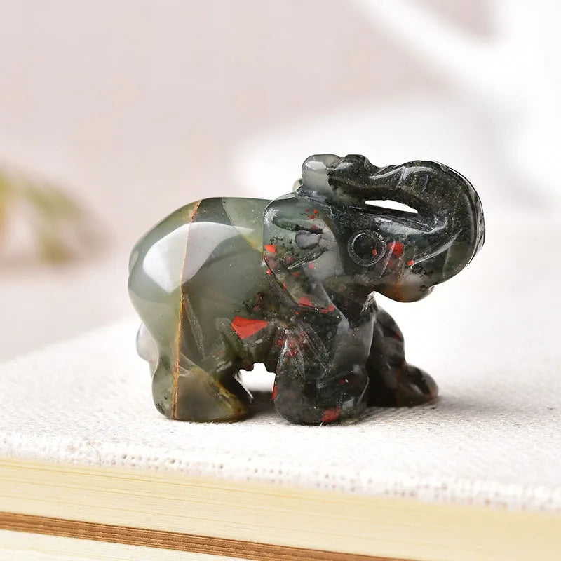 Crystal Elephant Figurine — Hand-Carved Natural Stone Decor