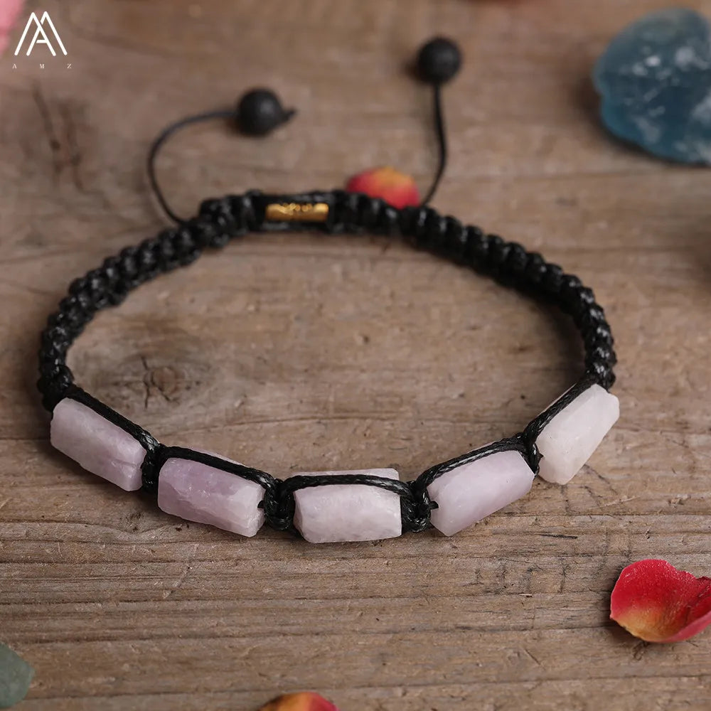 Natural Gemstone Knotted Woven Bracelet – Handmade Healing Crystal Jewelry