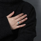 Larimar Rectangular Bezel Ring in 925 Sterling Silver