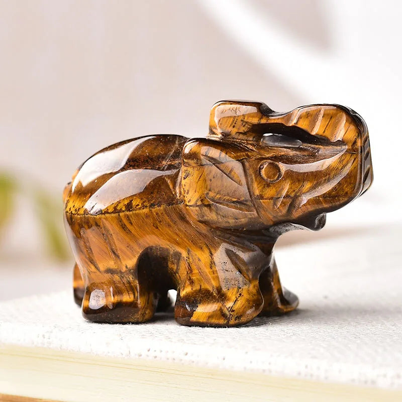 Crystal Elephant Figurine — Hand-Carved Natural Stone Decor