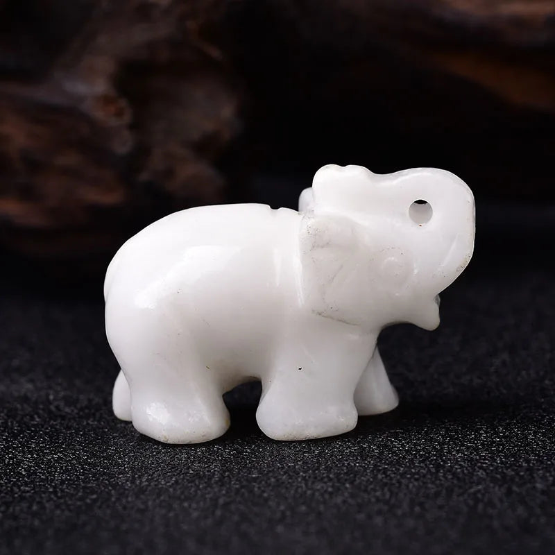Crystal Elephant Figurine — Hand-Carved Natural Stone Decor