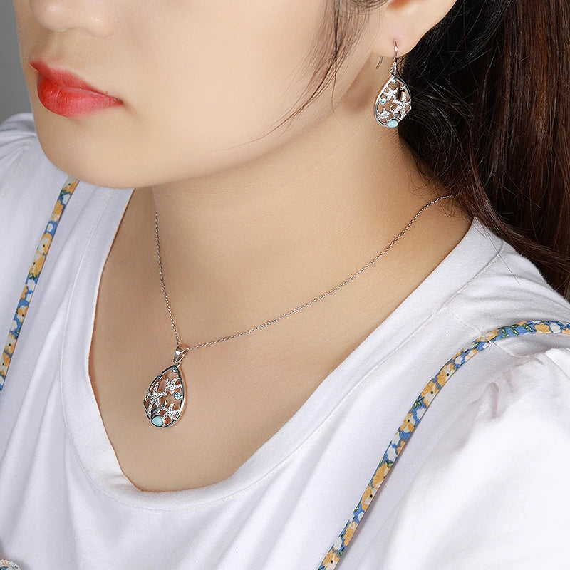 Larimar Starfish Pendant Necklace
