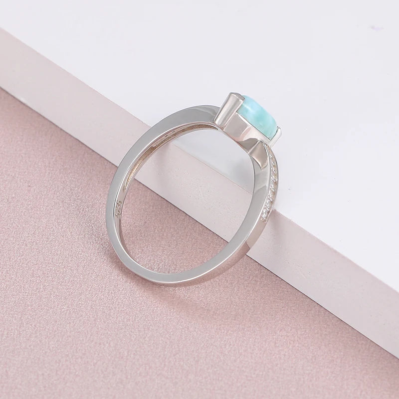 Larimar Marquise Solitaire Ring in 925 Sterling Silver