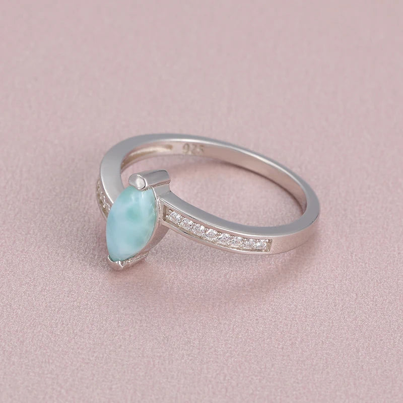 Larimar Marquise Solitaire Ring in 925 Sterling Silver