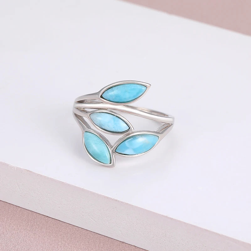 Larimar 925 Sterling Silver Cocktail Ring