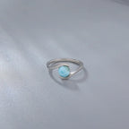 Larimar Geometric Ring in 925 Sterling Silver