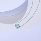 Larimar Rectangle Pendant Necklace in 925 Sterling Silver