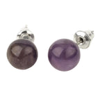 Natural Gemstone Stud Earrings — 8mm Crystal Ball Studs | 16 Healing Stones